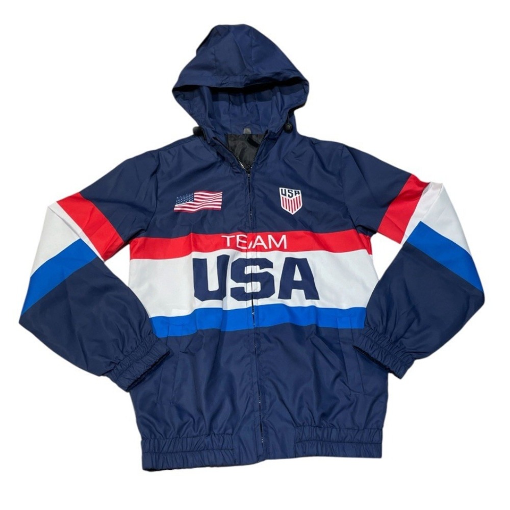 Team USA Windbreaker Jacket Womens M Medium Hooded Olympic Style Track Pullover